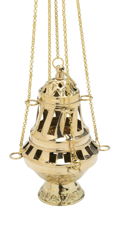 Thurible and boats in gold plated brass 24 cm