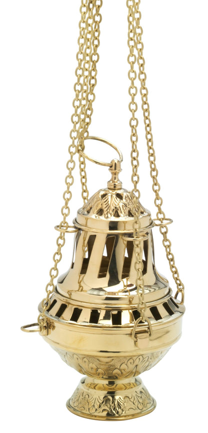 Thurible and boats in gold plated brass 24 cm