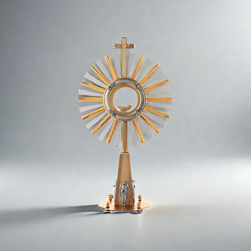 Monstrance ostensorium octagonal base with angels 40cm