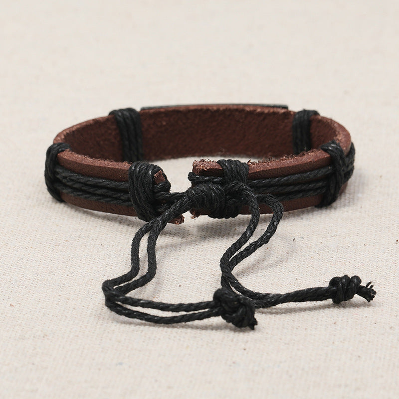 Adjustable Leather Bracelet with Hope