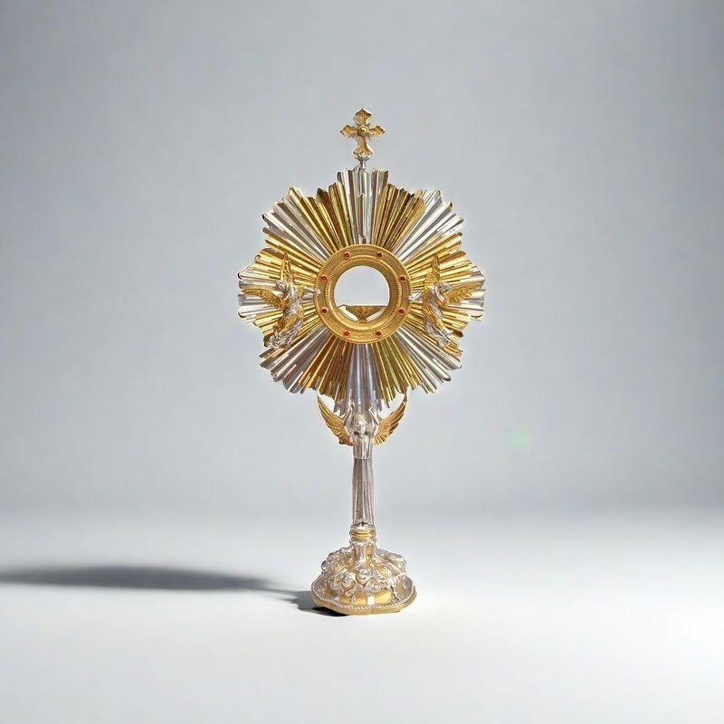 Monstrance for celebration host decorated with angels 65cm