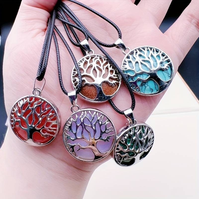 Natural Stone Tree Of Life Pendant