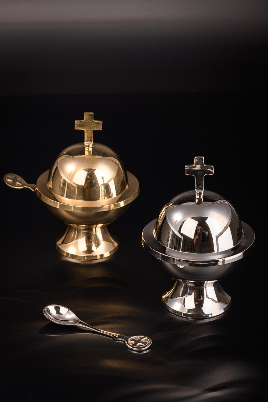 Thurible and boats in gold plated brass 24 cm