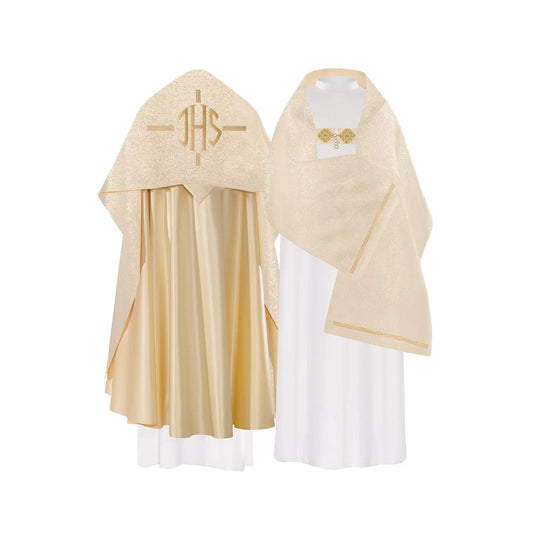 Humeral veil with gold embroidered IHS symbol