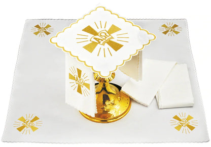 Altar cloth set Cross & Alpha Omega symbols,  cotton and polyester