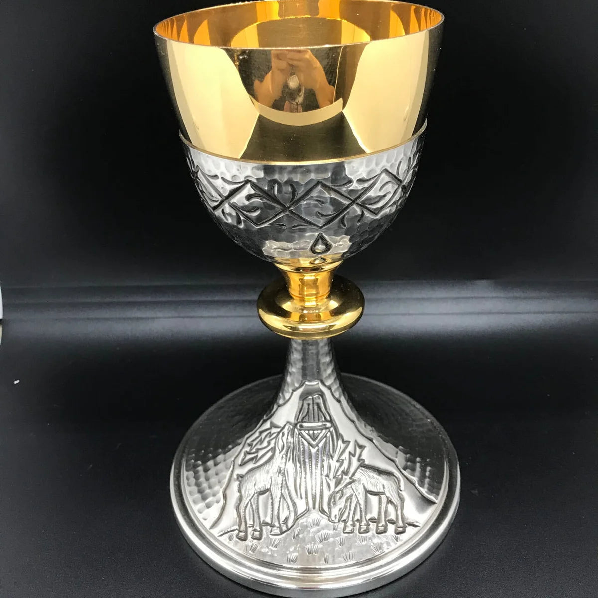 Chalice  and ciborium with deers and crown of thorns