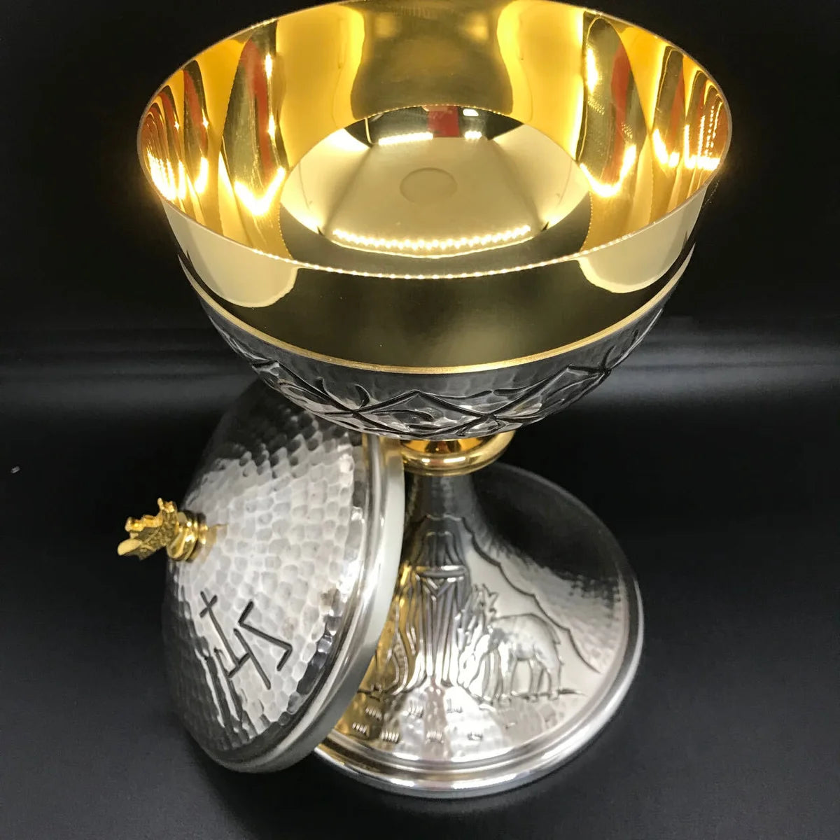 Chalice  and ciborium with deers and crown of thorns