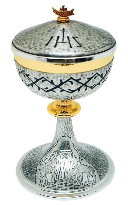 Chalice  and ciborium with deers and crown of thorns