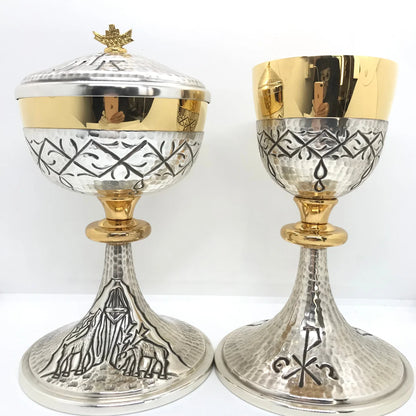 Chalice  and ciborium with deers and crown of thorns