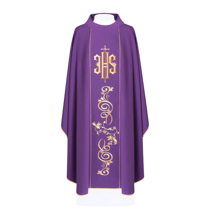 IHS Chasuble with golden embroidery in 80% polyester 20% wool