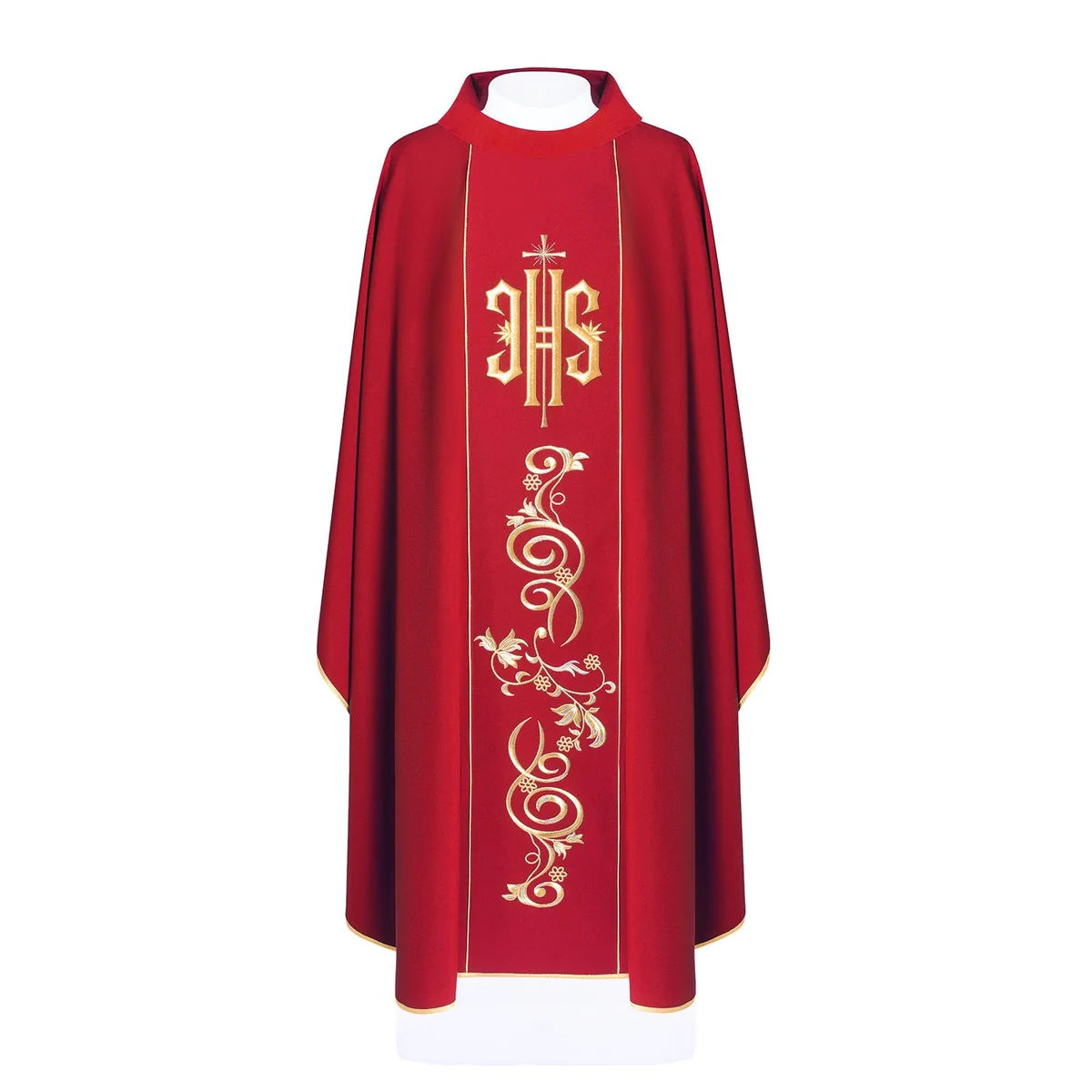 IHS Chasuble with golden embroidery in 80% polyester 20% wool