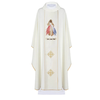 Chasuble Embroidered Merciful Jesus and IHS Symbol