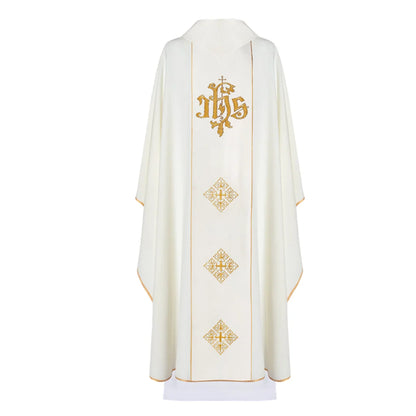 Chasuble Embroidered Merciful Jesus and IHS Symbol