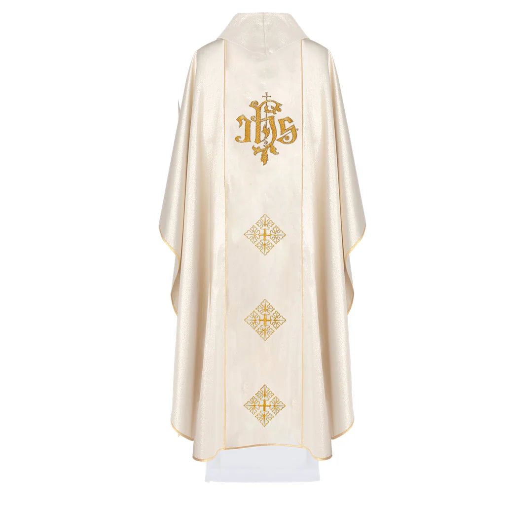 Chasuble Embroidered Merciful Jesus and IHS Symbol