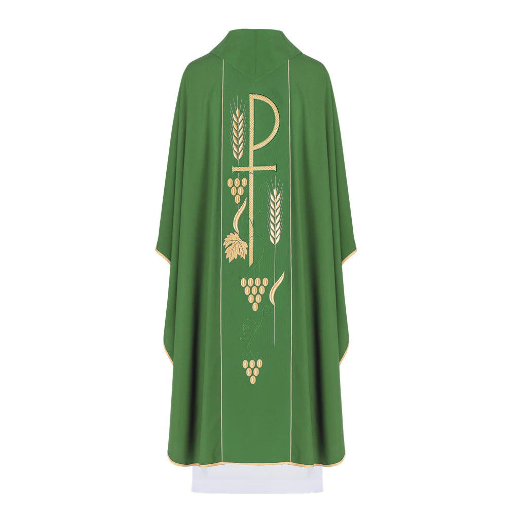 Chasuble embroidered with the symbol of the Chalice IHS