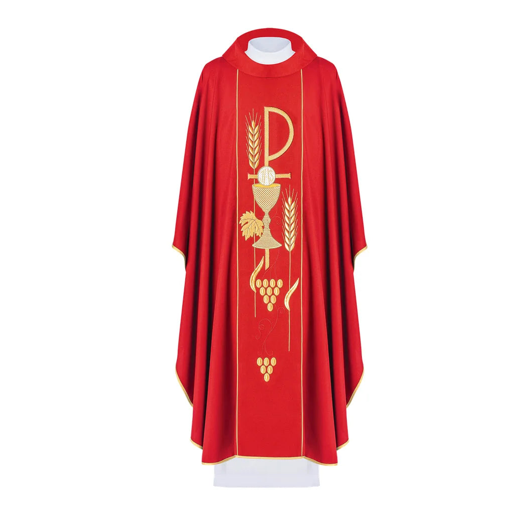 Chasuble embroidered with the symbol of the Chalice IHS