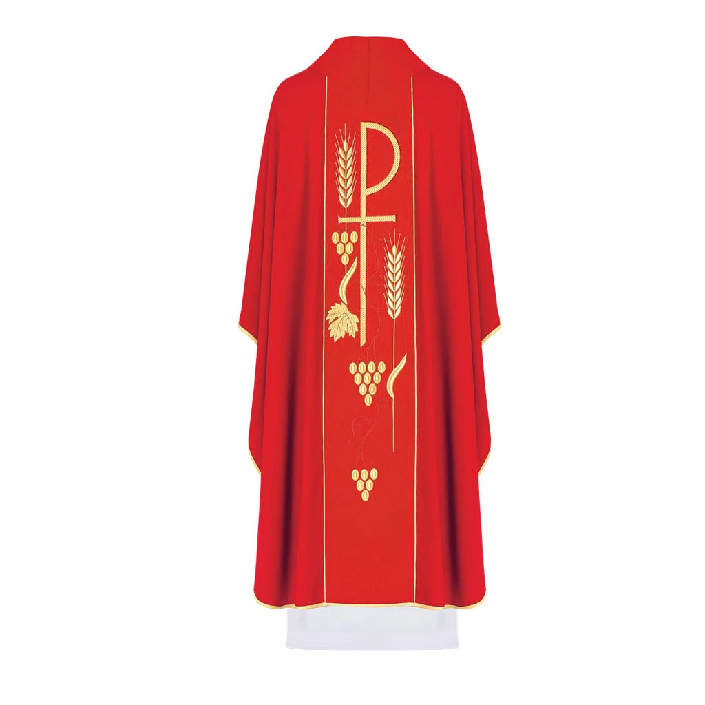 Chasuble embroidered with the symbol of the Chalice IHS