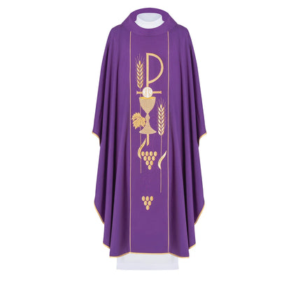 Chasuble embroidered with the symbol of the Chalice IHS