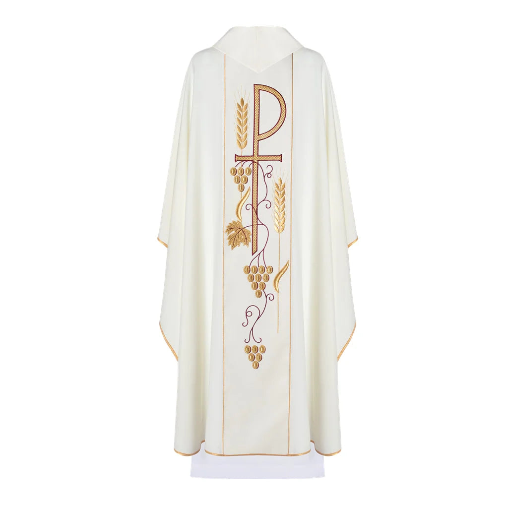 Chasuble embroidered with the symbol of the Chalice IHS