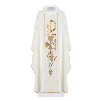 Chasuble embroidered with the symbol of the Chalice IHS