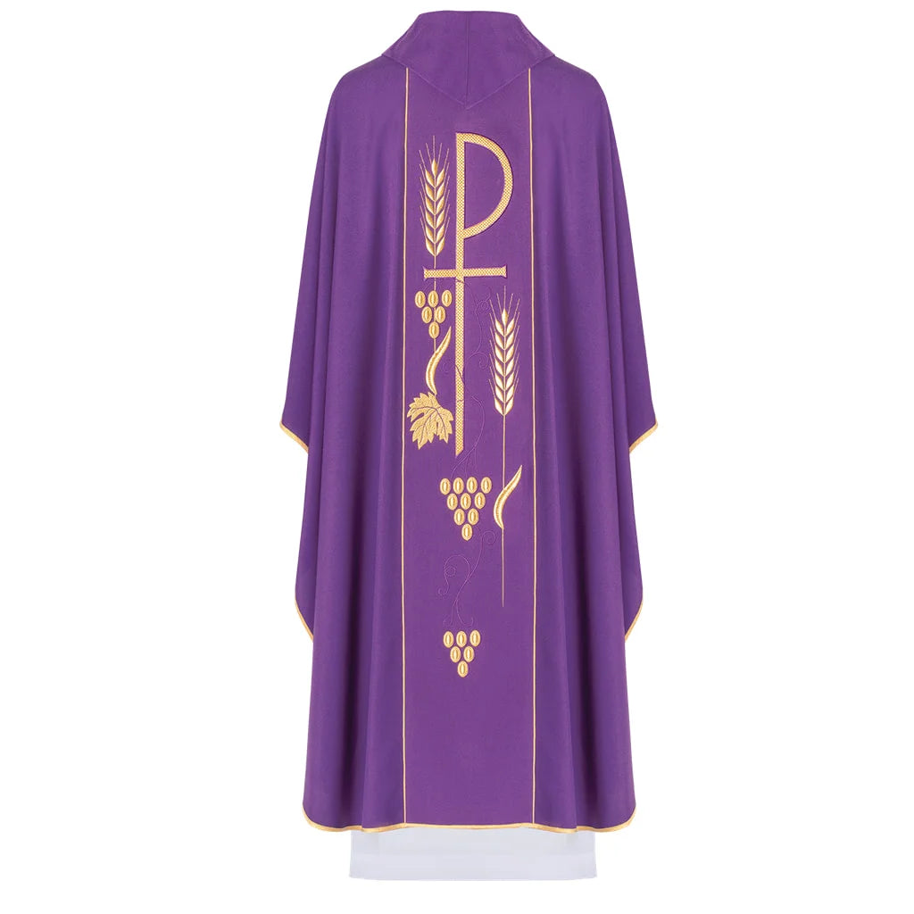 Chasuble embroidered with the symbol of the Chalice IHS