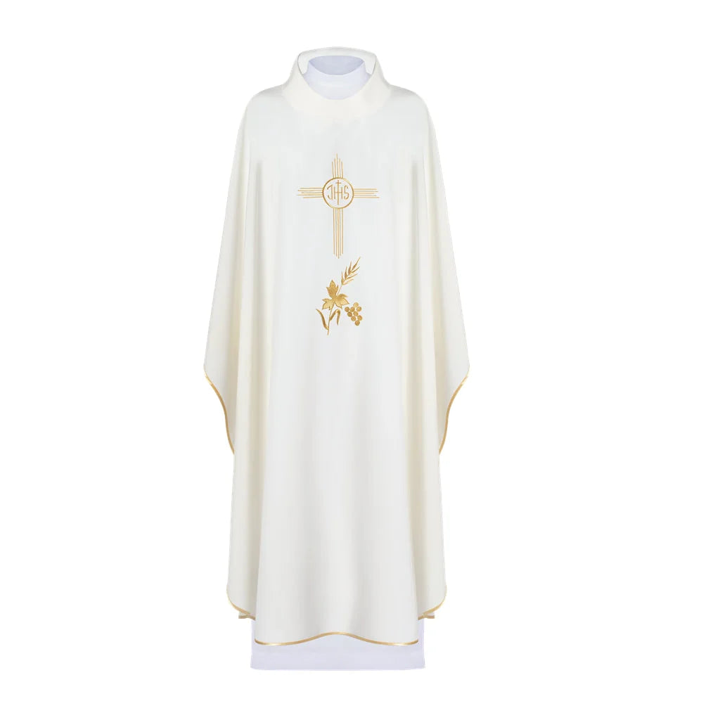 Chasuble embroidered with the symbol IHS cross