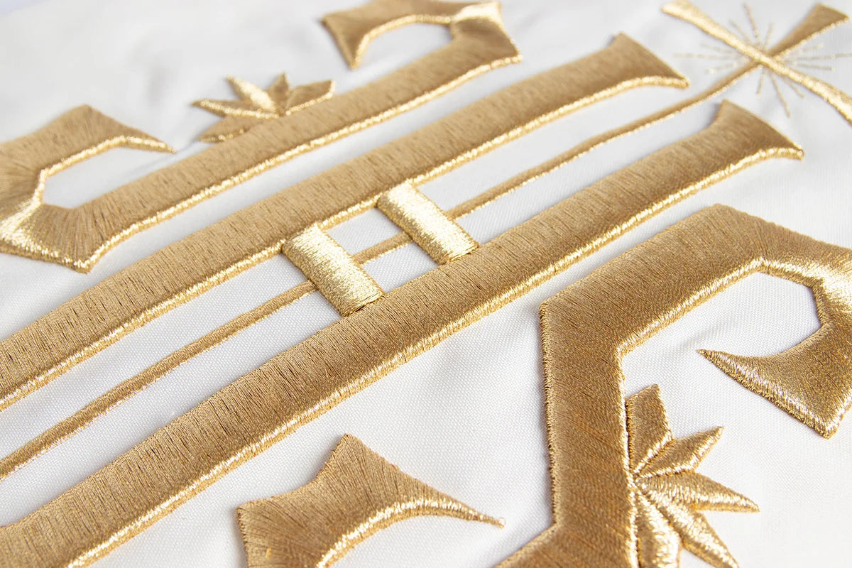 Chasuble embroidered with the IHS symbol