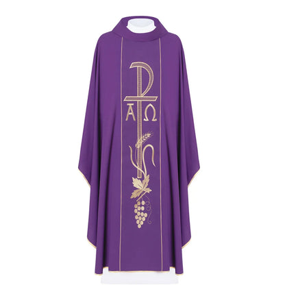 Chasuble with Chi-Rho, Alpha Omega embroidery 80% polyester 20% wool