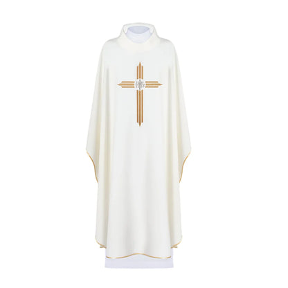 Chasuble with embroidered cross with IHS symbol