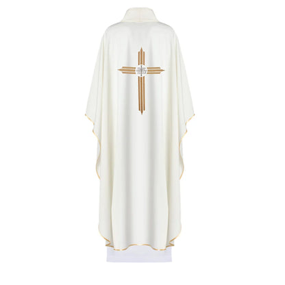 Chasuble with embroidered cross with IHS symbol