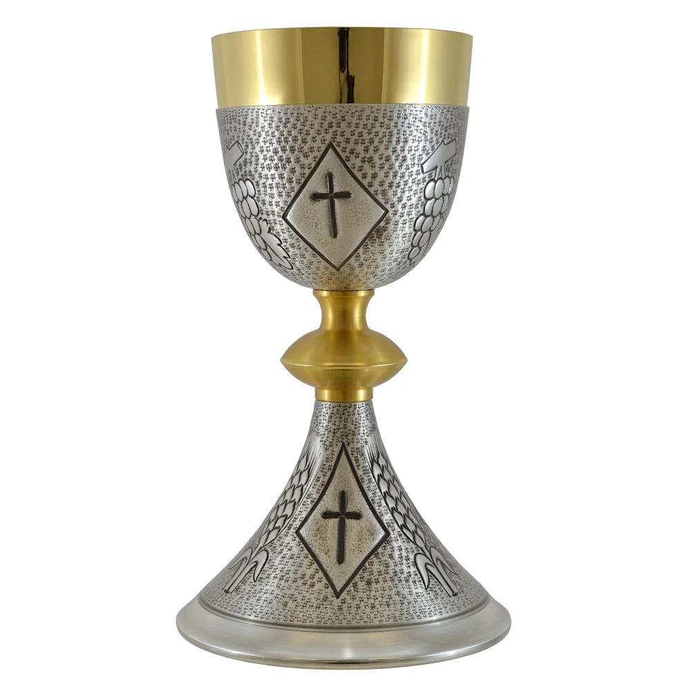 Chalice and Ciborium  chiseled with Grapes Ears of wheat and Crosses