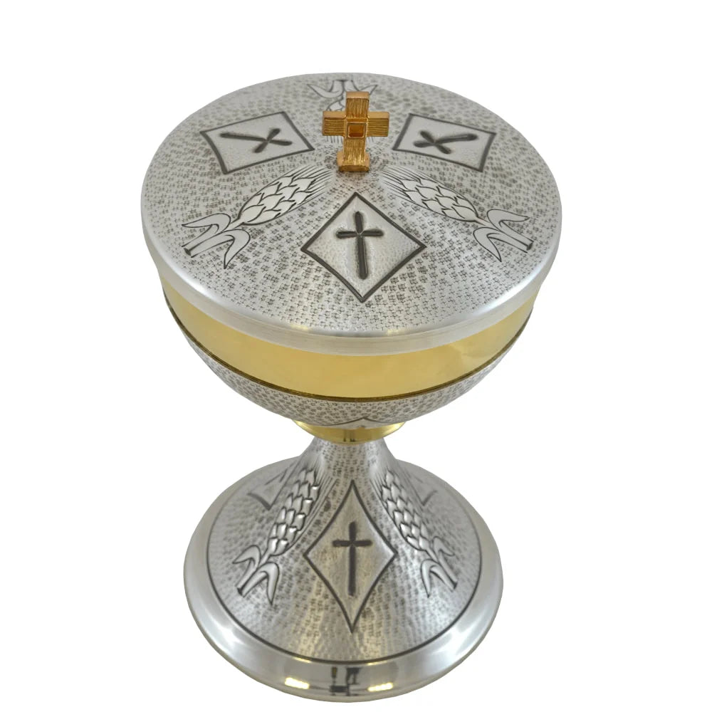 Chalice and Ciborium  chiseled with Grapes Ears of wheat and Crosses