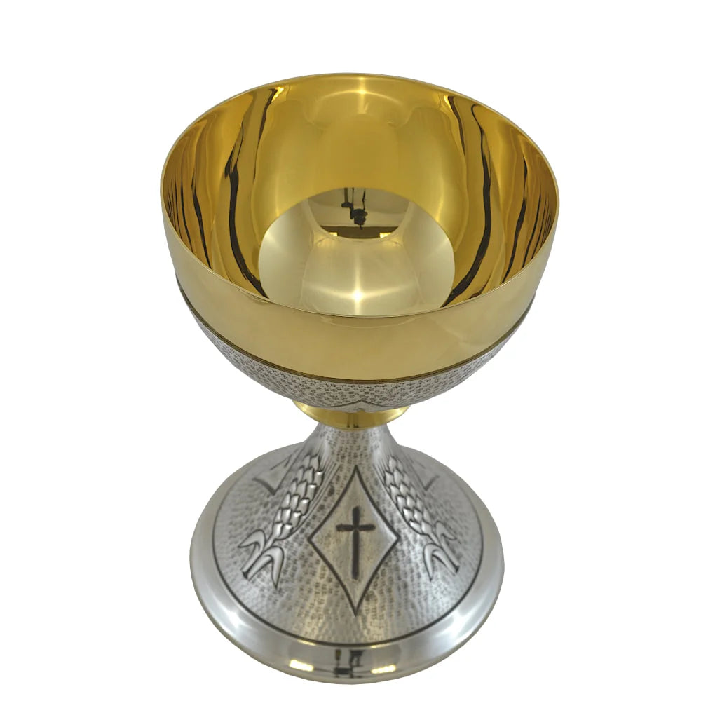 Chalice and Ciborium  chiseled with Grapes Ears of wheat and Crosses