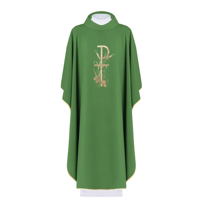 Chi-Rho Chasuble with ears of wheat, grapes in 100% PE