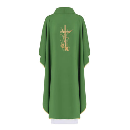 Chi-Rho Chasuble with ears of wheat, grapes in 100% PE