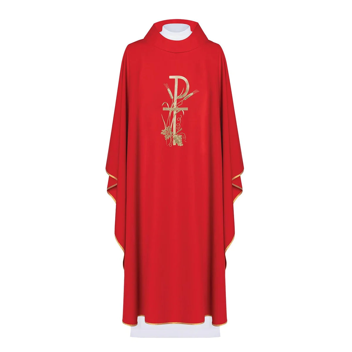 Chi-Rho Chasuble with ears of wheat, grapes in 100% PE