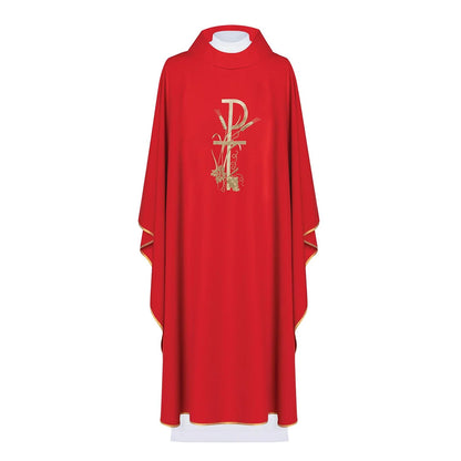 Chi-Rho Chasuble with ears of wheat, grapes in 100% PE