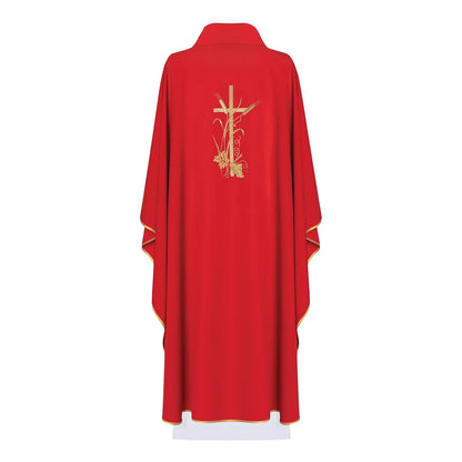 Chi-Rho Chasuble with ears of wheat, grapes in 100% PE