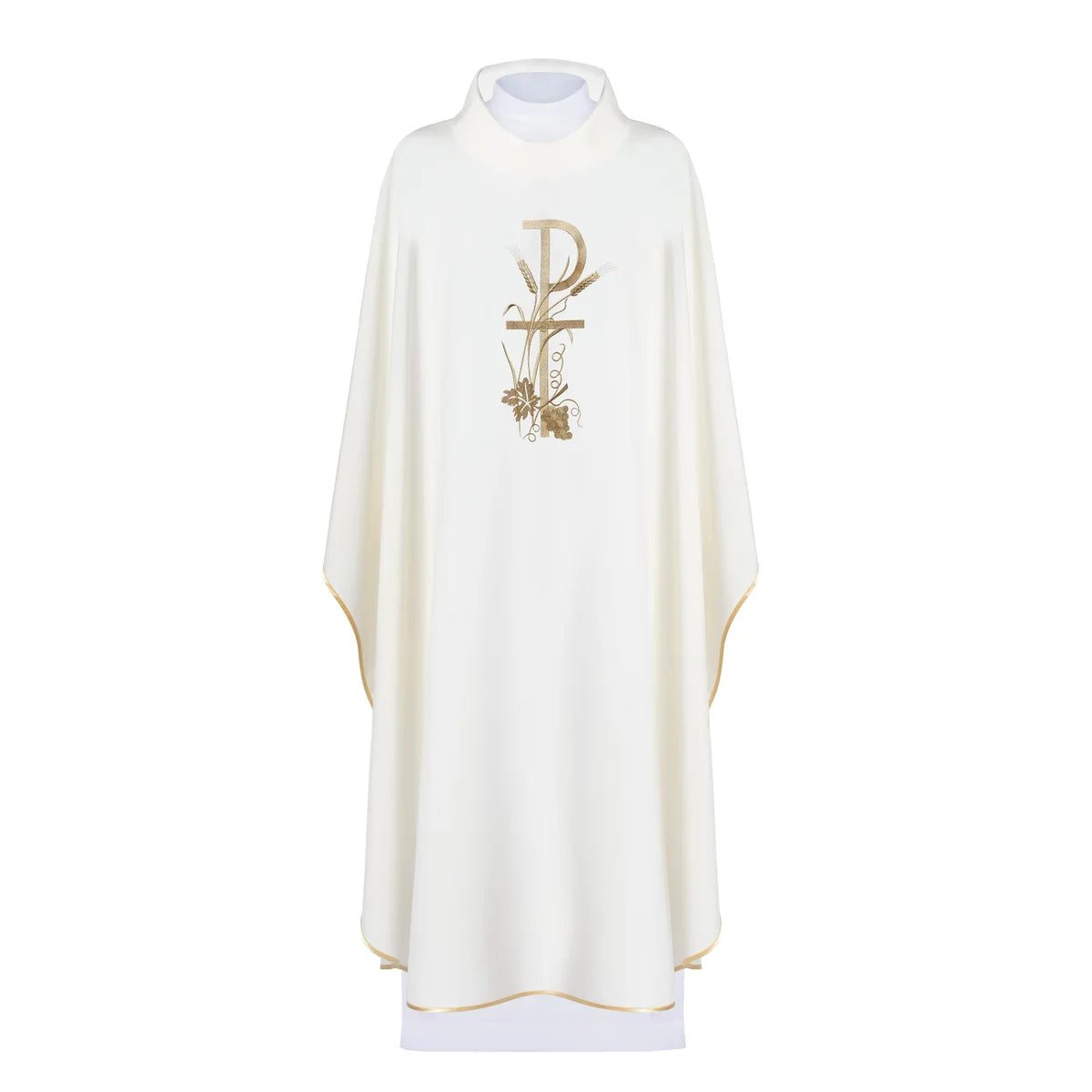 Chi-Rho Chasuble with ears of wheat, grapes in 100% PE