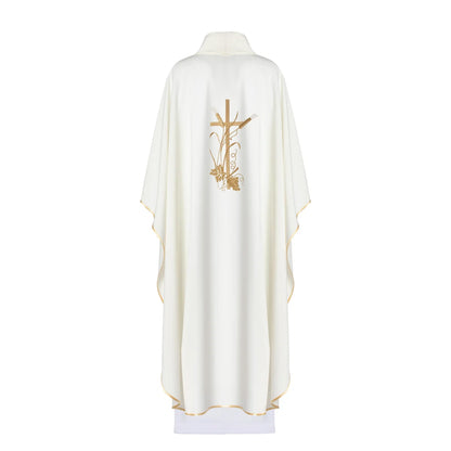 Chi-Rho Chasuble with ears of wheat, grapes in 100% PE