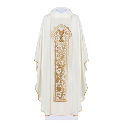 Chasuble embroidered with the symbol of the Eucharistic chalice