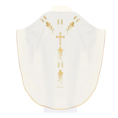 Chasuble embroidered with the IHS symbol of grapes