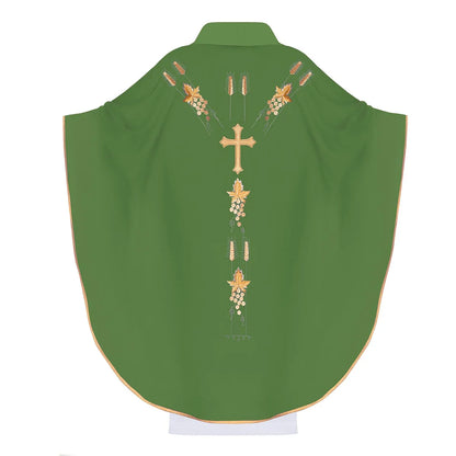 Chasuble embroidered with the IHS symbol of grapes