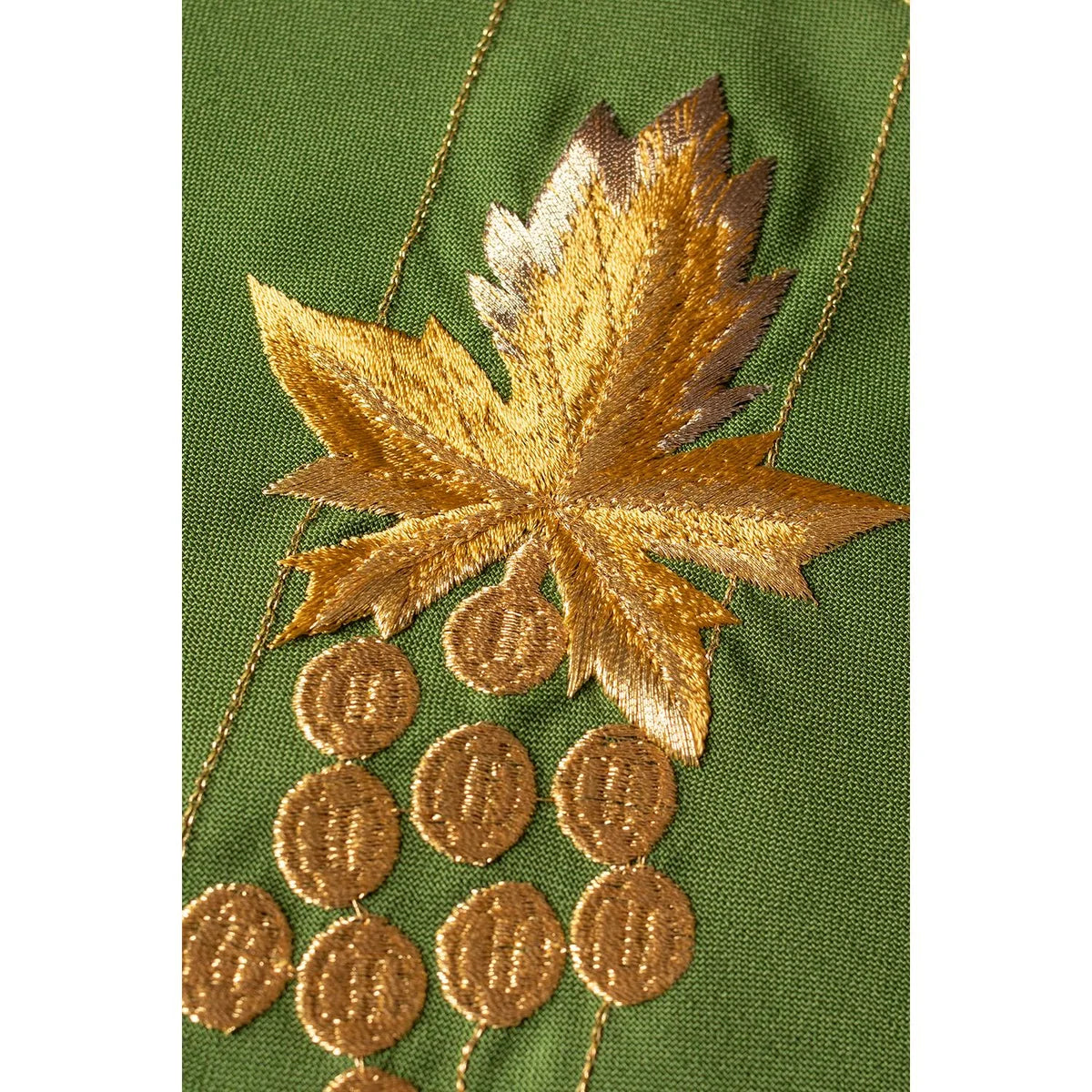 Chasuble embroidered with the IHS symbol of grapes