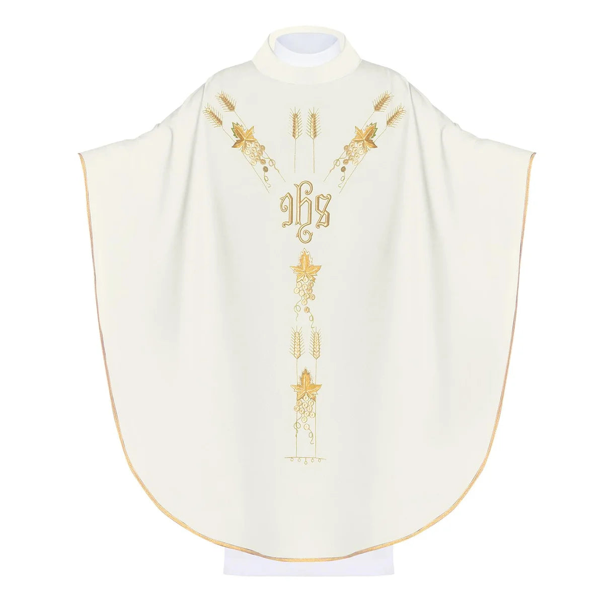 Chasuble embroidered with the IHS symbol of grapes