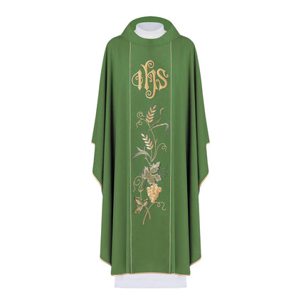 Chasuble on a belt embroidered with the IHS symbol, ears and grapes