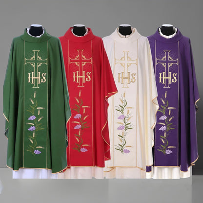 Chasuble with IHS and cross, gold embroidery