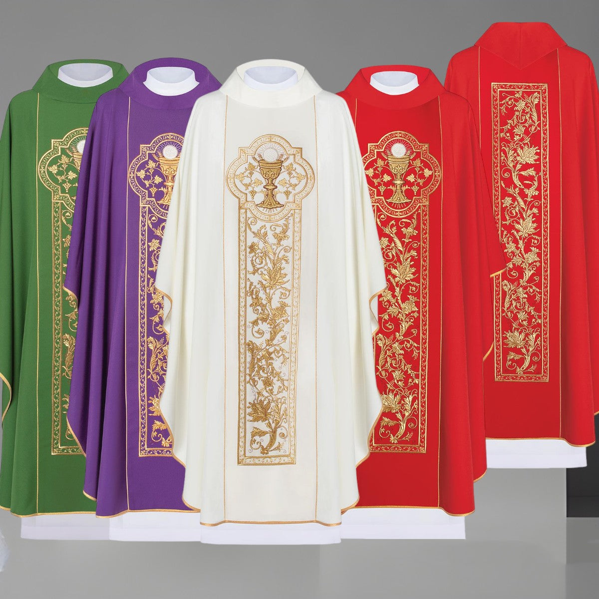 Chasuble embroidered with the symbol of the Eucharistic chalice