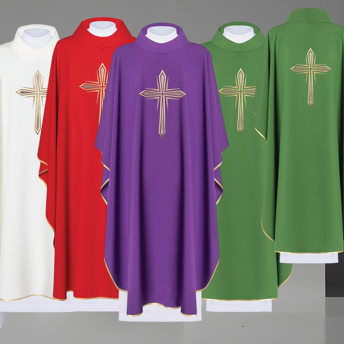 Chasuble with embroidered cross symbol 100% PE