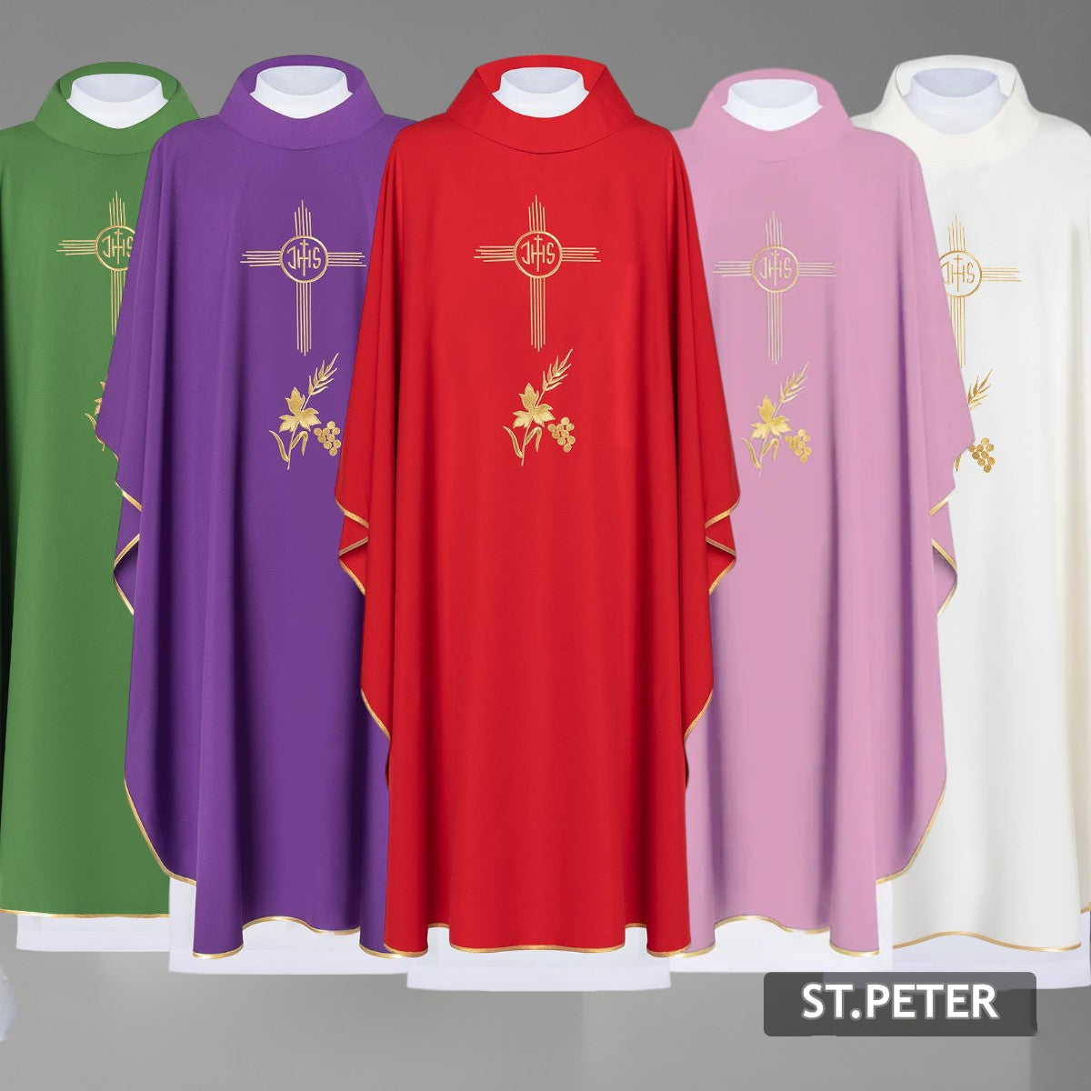 Chasuble embroidered with the symbol IHS cross